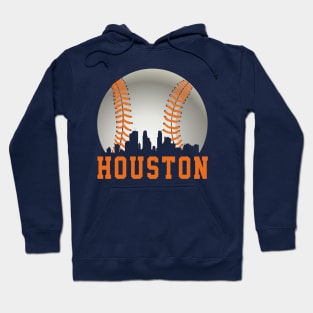 Vintage Houston TX Downtown Skyline Baseball For Gameday Hoodie